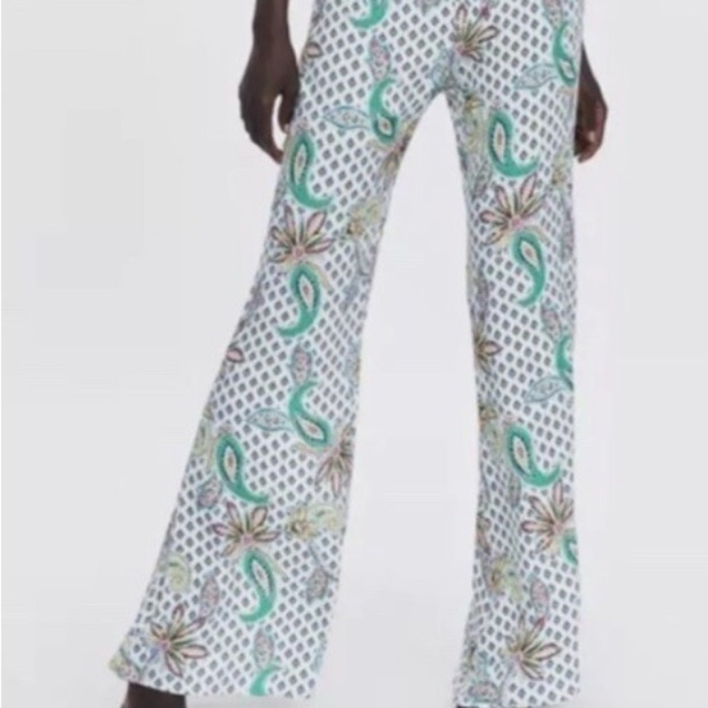 ZARA Wide Leg Palazzo Paisley Flare Pants Size M